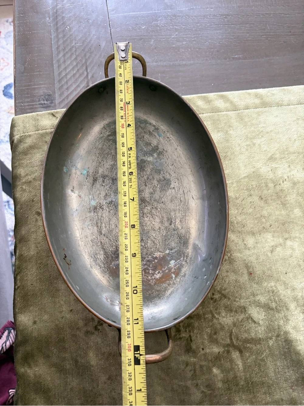Round Copper-Tone Serving Tray with Handles